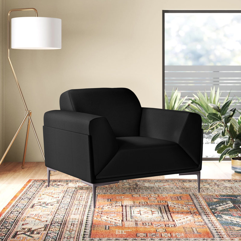 Rory Faux Leather Armchair, Black Faux Leather