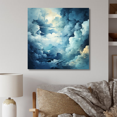 Tempête de nuages bleus et blancs sur toile
