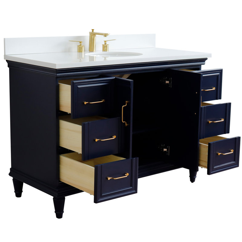 Ensemble de meuble-lavabo simple Fountainbleau, Bleu, Blanc, 49"