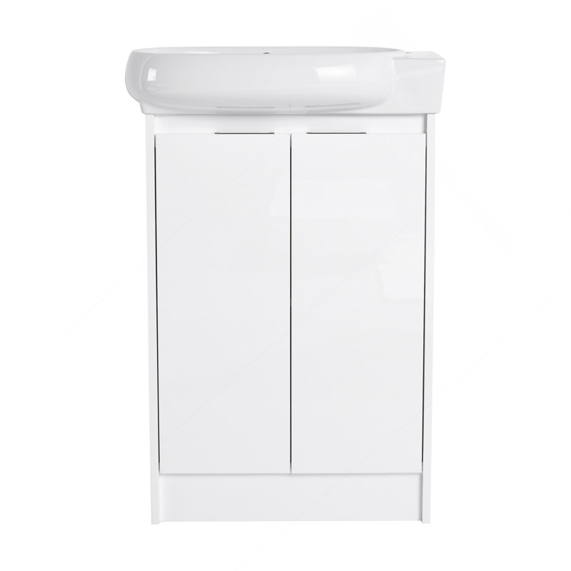 Meuble-lavabo autoportant de 23 po avec lavabo et portes à fermeture douce, Blanc