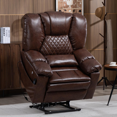 Oversized Dual Motor Power Lift Recliner Chair with Airbag Massage/Heat, Flip Arm Storage, Cup Holders,USB Type C Charging