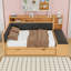 Lit de jour double en bois avec lit gigogne, rangement intégré et ports de charge USB-161085508