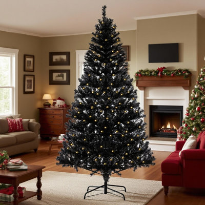 Arbre de Noël artificiel 6,5 pi avec 250 lumières à DEL blanc chaud et 818 branches, décoration de Noël pour le bureau du couloir