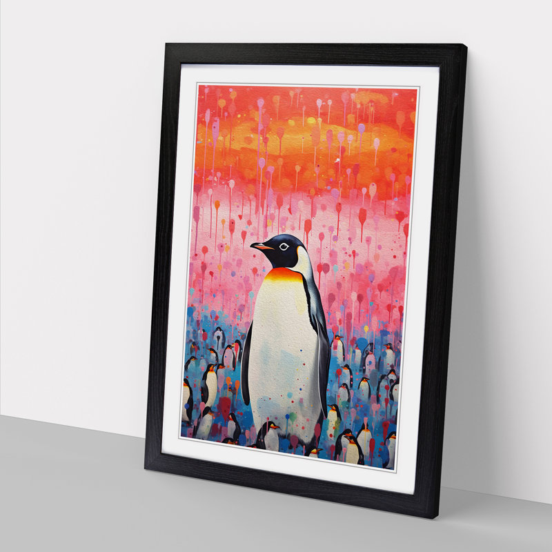 Penguin Colour Field Art - Framed Print, 34cm H x 25cm W x 2cm D, Black Framed