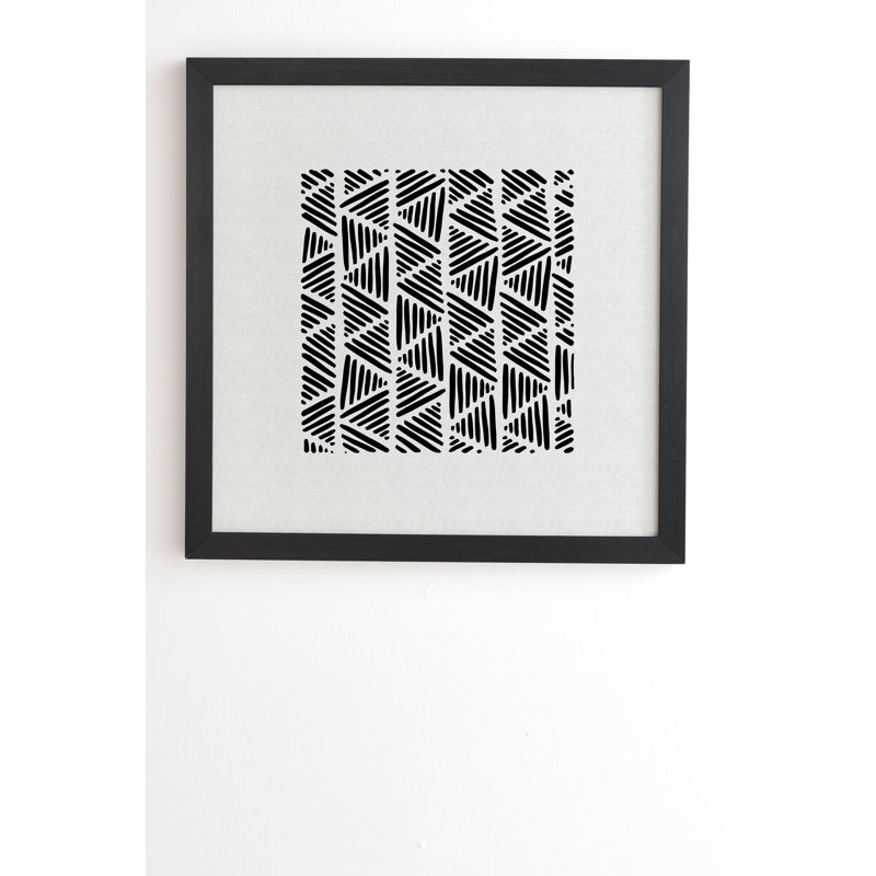 «Black and White Abstract I» par Orara Studio - impression d'art graphique, H 20 po x l 20 po x P 2 po, Armature en bambou