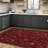 Ottohome Non-Slip Floral Leaves Area Rug For Living Room, Hallway, Entryway Rug, Dark Red-1963097459