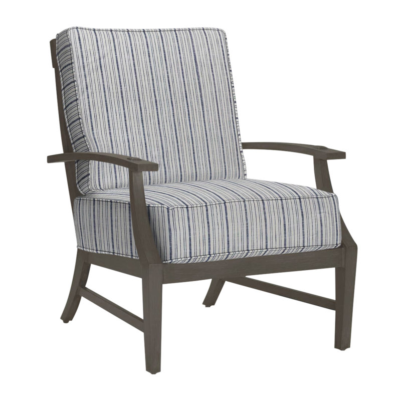 Croquet Patio Chair with Cushions, Slate Gray, Welt, Snow Sunbrella® Linen