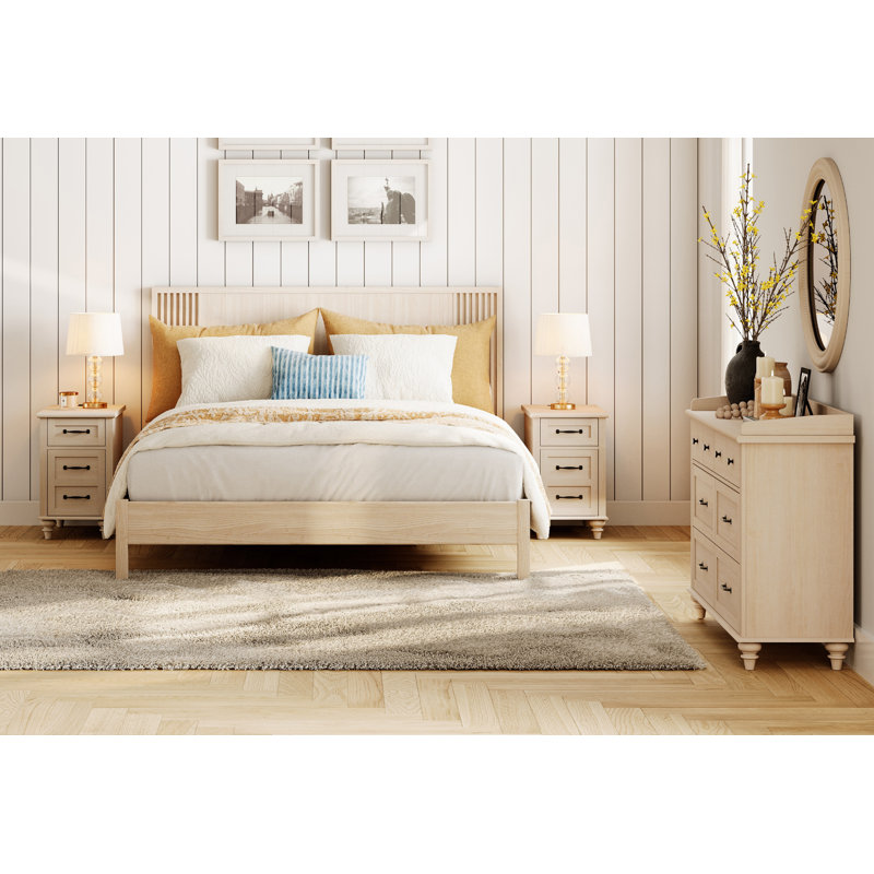 Nightstand With Charging Station, Side Table With One Drawer & One Cabinet, Beige, Set of 2