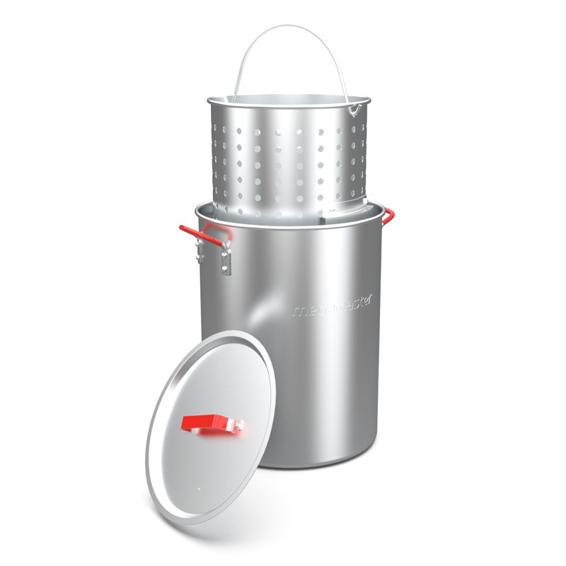 Friteuse à dinde avec panier Megamaster, marmite en aluminium de 30 pte avec couvercle et poignées en silicone, friteuse à dinde de qualité supérieure pour cuisson à l'extérieur - 630-13005