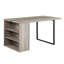 Table de salle à manger contemporaine en gris et noir, rectangulaire avec rangement compact en métal incrusté, table moderne noire, garniture d'espaces fonctionnels