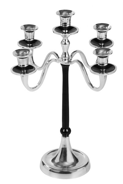 Candélabre en métal, H 16 po x l 11,5 po x P 11,5 po