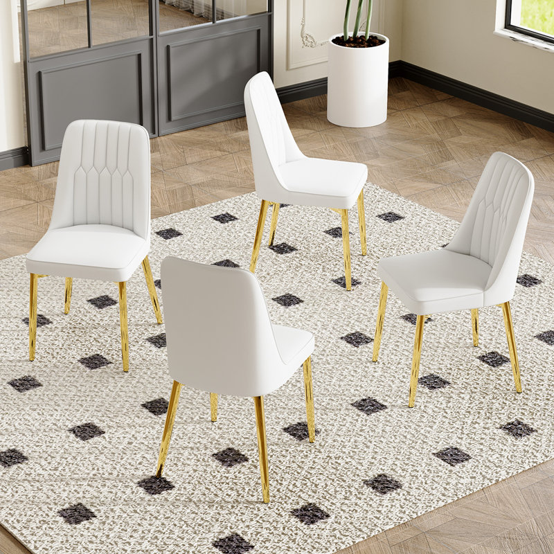 Ensemble de chaises de salle à manger Modern, 4, Blanc, Doré
