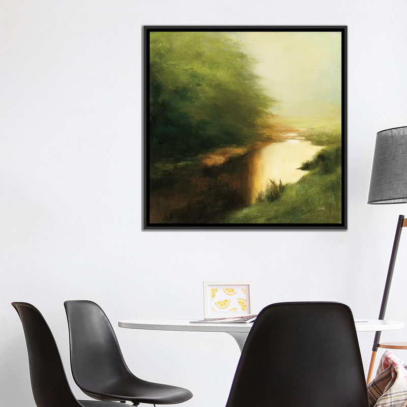 « spring matinée », impression sur toile, H 18 po x l 18 po x P 1,5 po, Toile avec cadre noir, Pas de tapis