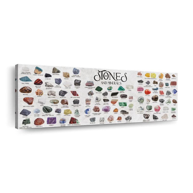 Pierres et minéraux - impression sur toile tendue, H 17 po x l 51 po x P 1,25 po