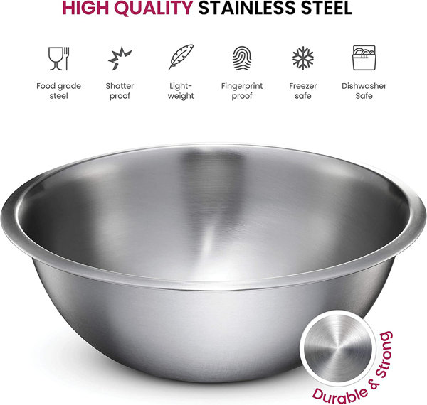 Mixing Bowl Stainless Steel Whisking Bowl for Knead Dough Salad Cooking  Baking Mixing Bowl