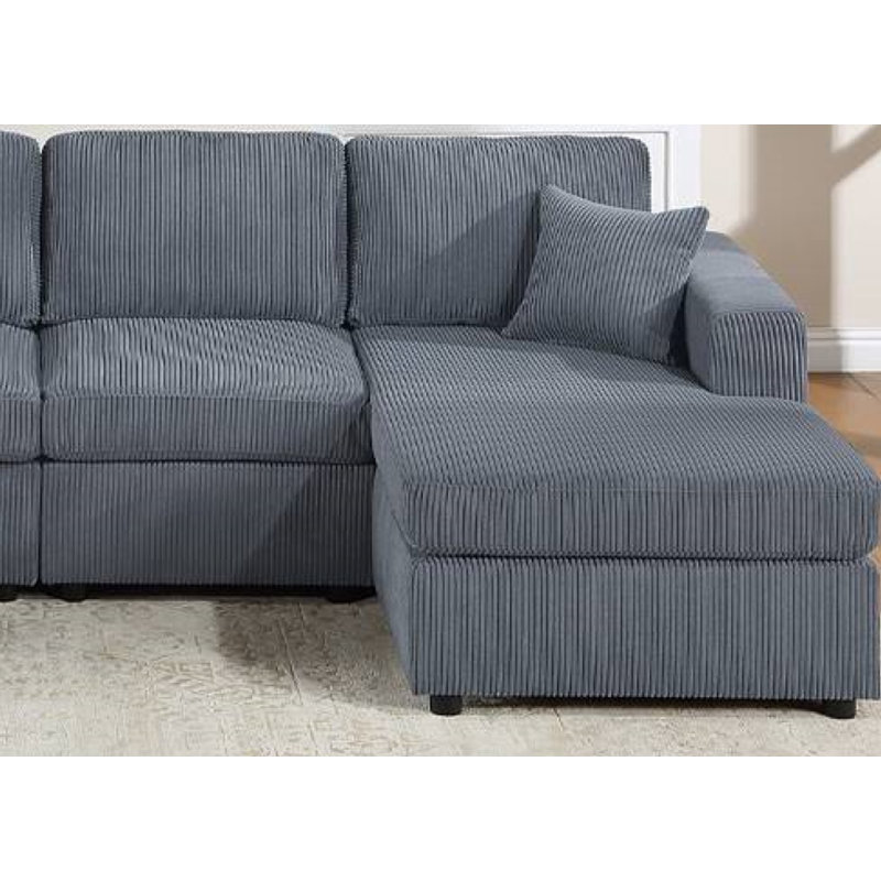 Ensemble modulaire Bochovice, Velours côtelé gris foncé