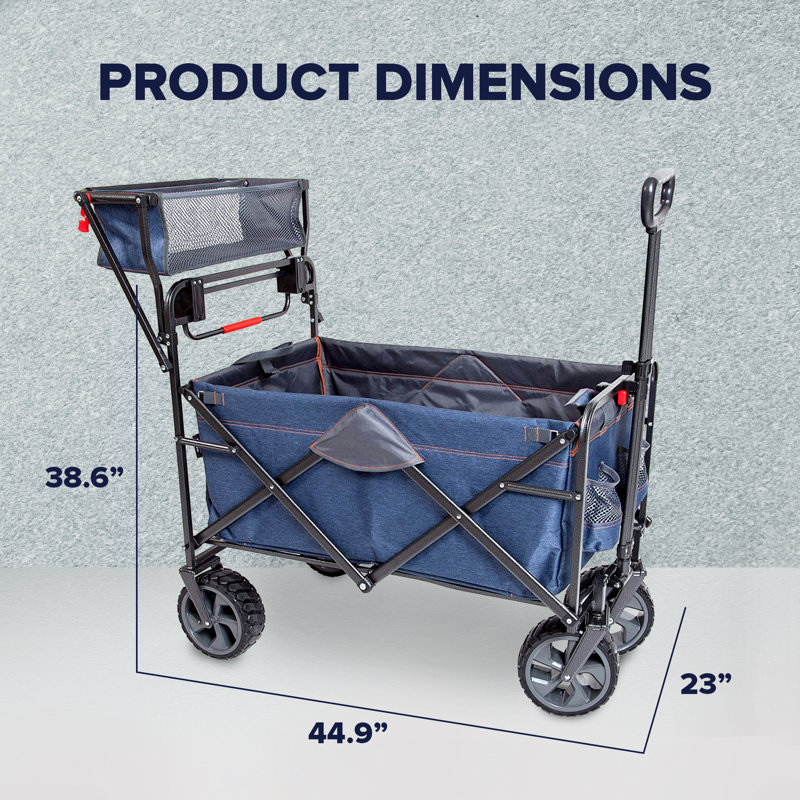 Blue Heavy-Duty Collapsible Push-Pull Utility Wagon
