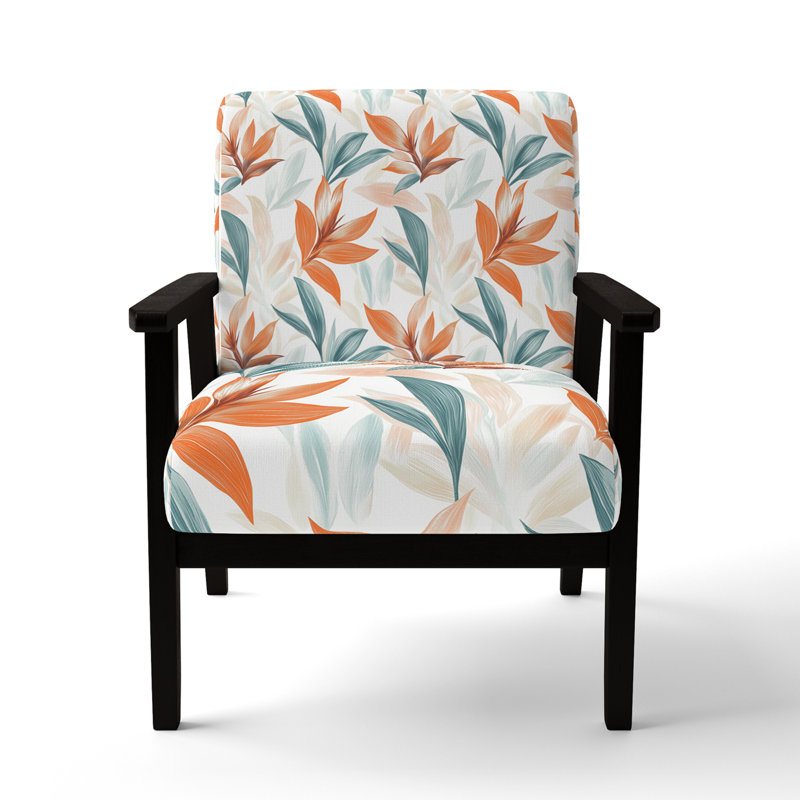 Chaise d'appoint floral - Fauteuil Paradise, Accoudoirs carrés noirs
