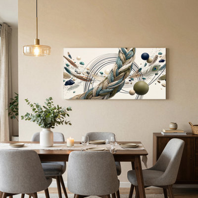 Toile sarcelle plumes tressées avec sphères et pierres flottantes