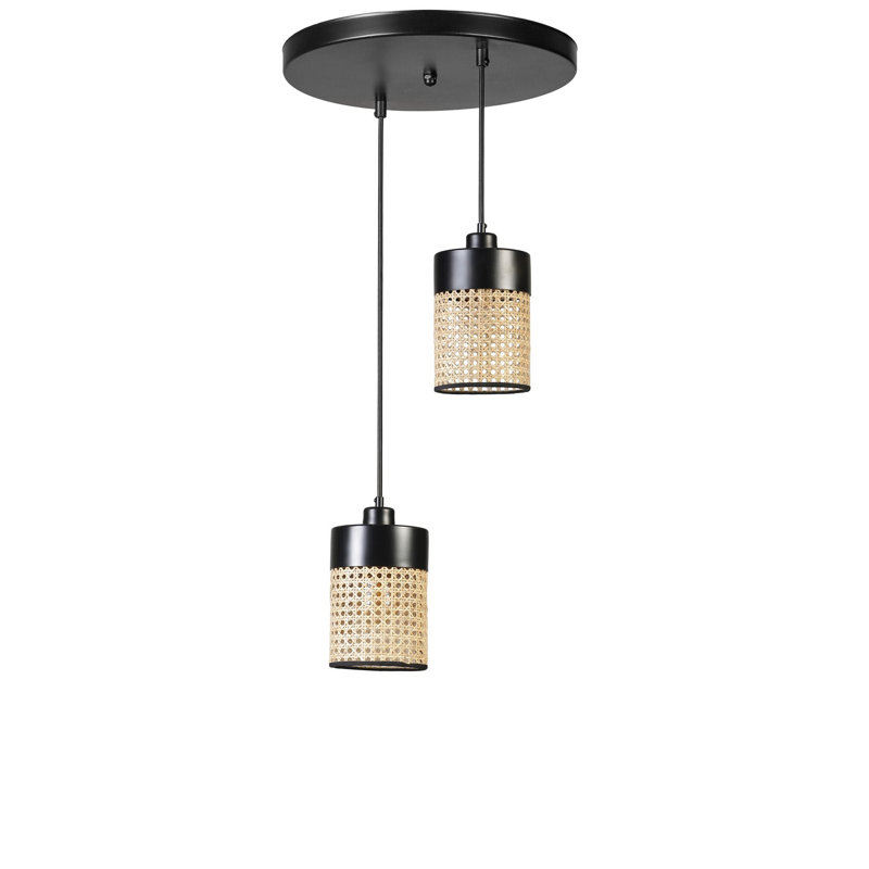Chandle Chandelier, Black/Rattan