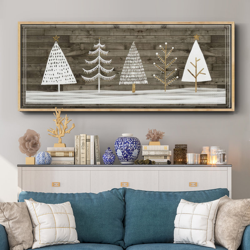 Wooded White Christmas Collection - Toile avec cadre en D, H 24 po x l 60 po