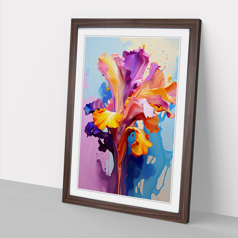 Iris Flower Pop - Framed Print, Walnut Framed, 34cm H x 25cm W x 2cm D