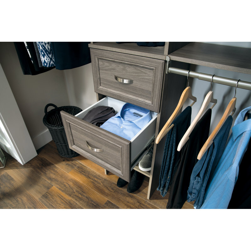 SuiteSymphony 77" W - 113" W Closet System with Drawers, Graphite Grey
