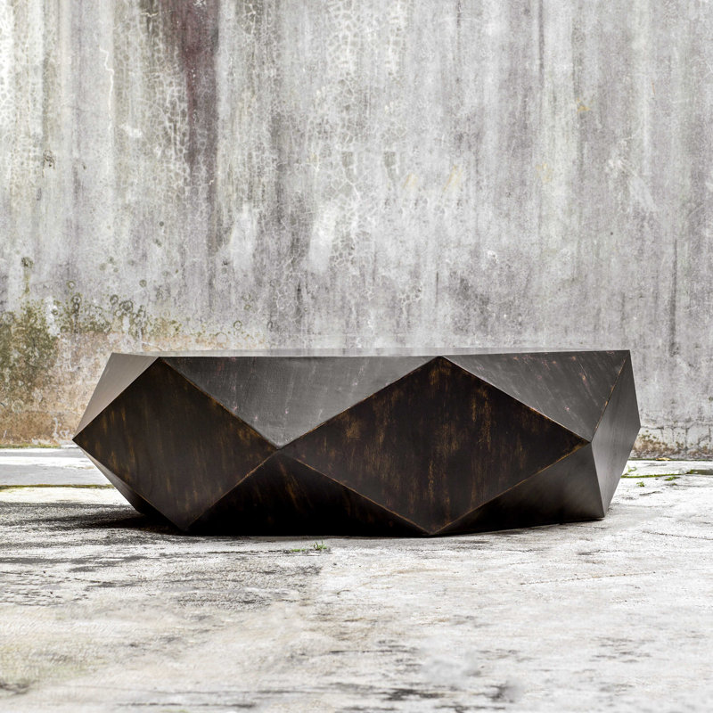 Kane Coffee Table, Worn Black, 14" H x 50" L x 50" W