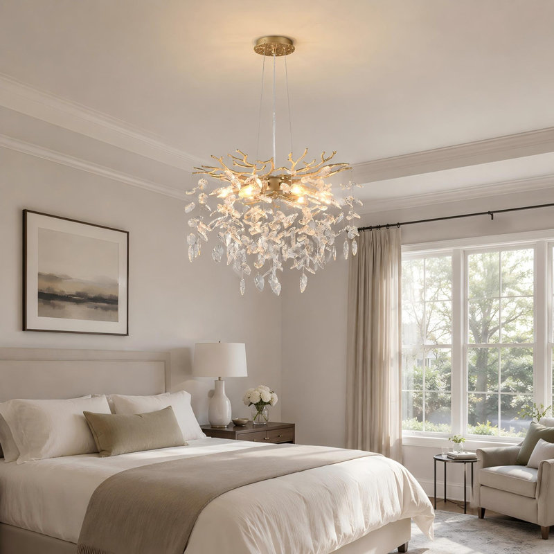 Lustre en cristal 18 po avec branches artistiques
