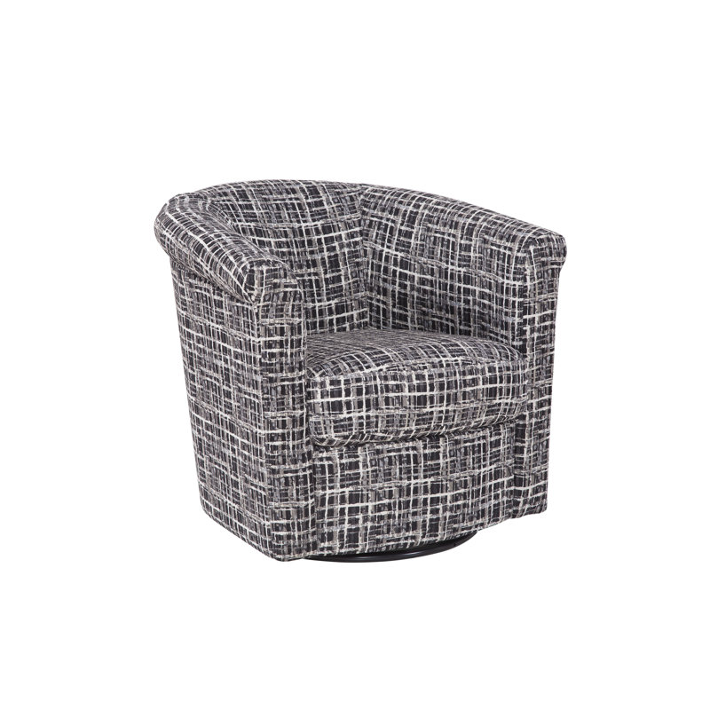 Pinehill Marvel 360 Swivel Barrel Chair, Chet Silhouette Black and Gray