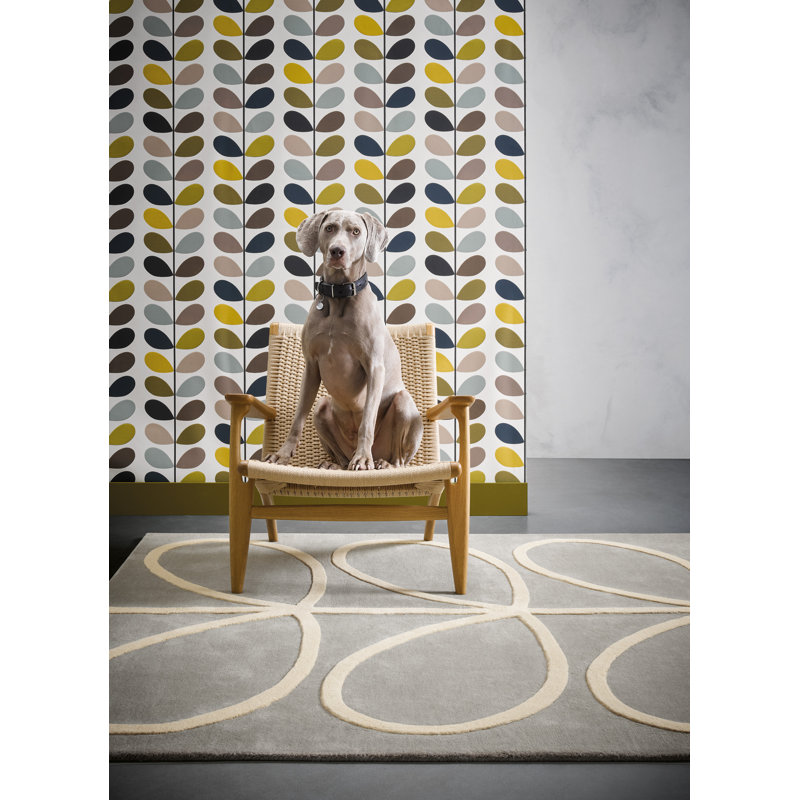 Wool Geometric Area Rug in Beige/Gray, Rectangle 3'11" x 5'11"