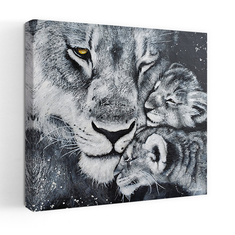 Lionne, art contemporain de lion, H 18 po x l 18 po