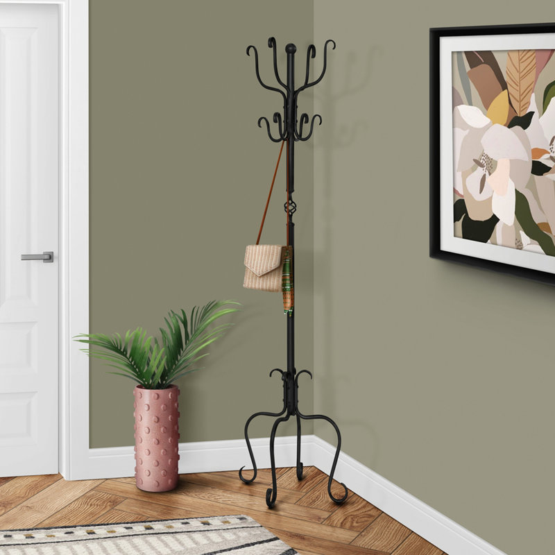 Coat Rack, Hall Tree, Free Standing, 8 Hooks, Entryway, 74"h, Bedroom, Metal, Transitional