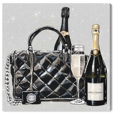 Glam Purse and Drinks Canvas Glam Art Prints by Art Remedy