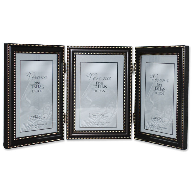 Cadre photo vertical triple à charnières saunterton, 4 po x 6 po, Bronze huilé avec perles
