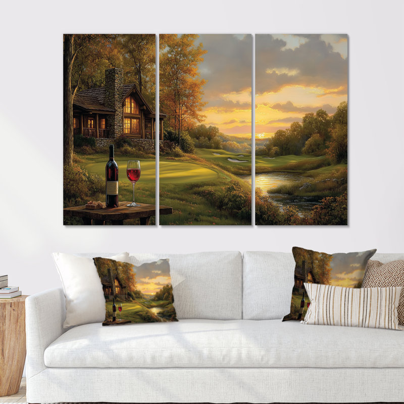 Ensemble de salon Green Golf Course With Cozy Lodge VII - Golf Wall Art, Métal métal, H 32 po x l 48 po x P 1 po