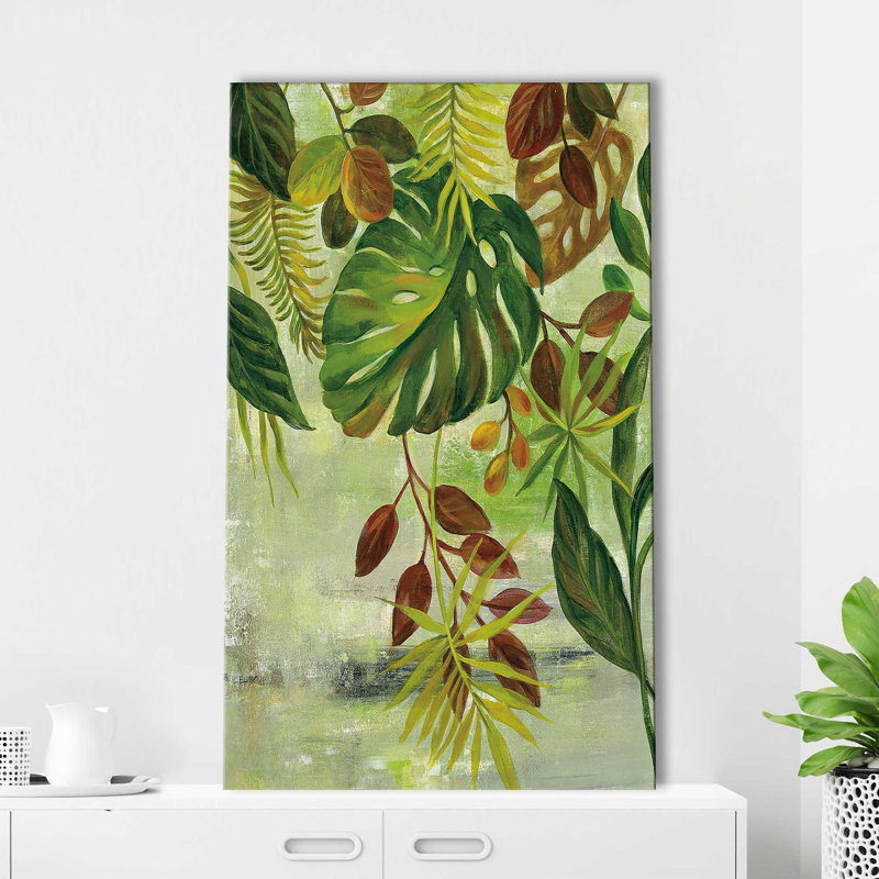 «Tropical Greenery II» par Silvia Vassileva - Peinture, Toile tendue, H 40 po x l 24 po x P 1,5 po