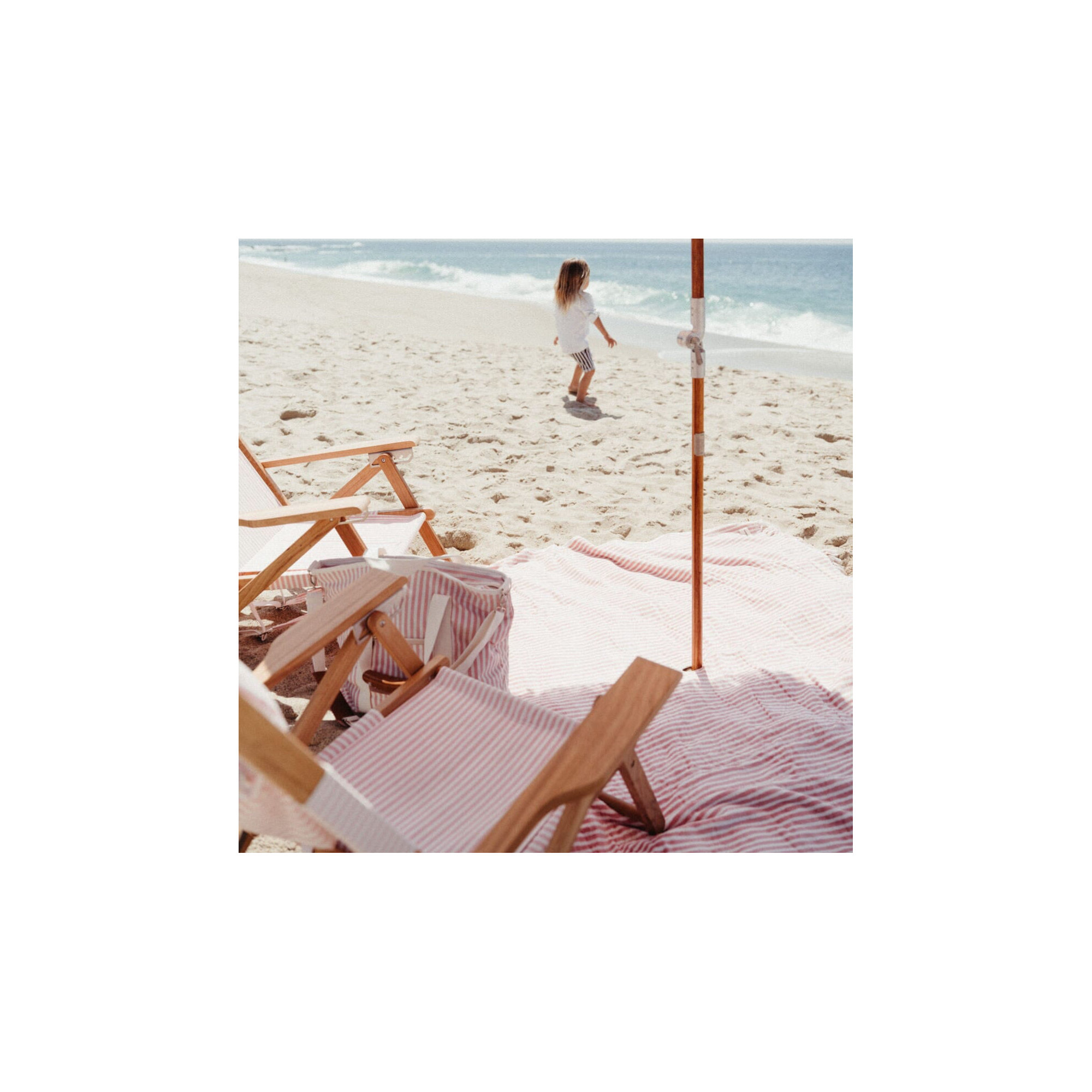  Reclining Beach Chair with Cushion, Lauren's Pink Stripe