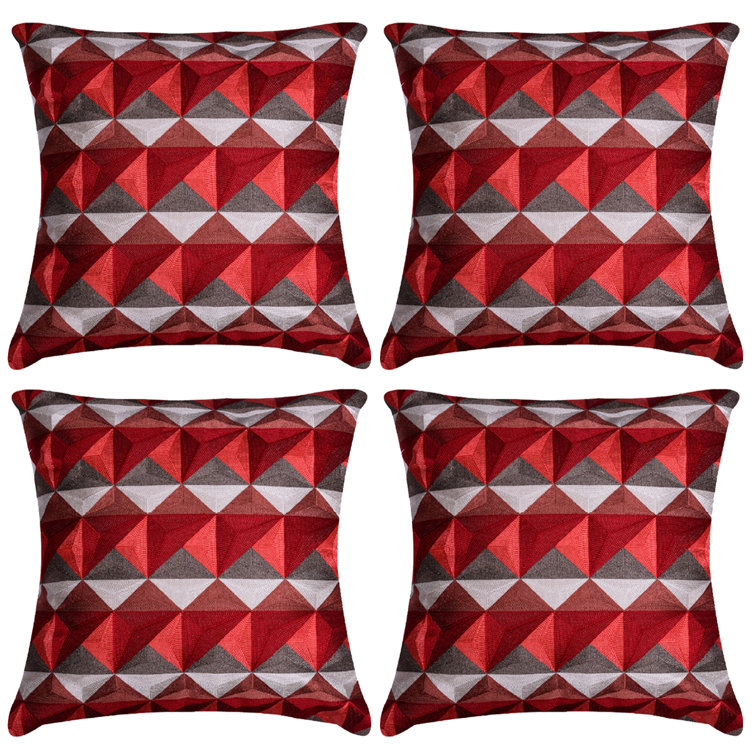 Corrigan Studio® Red Gray Throw Pillow Cover Embroidered Farmhouse
