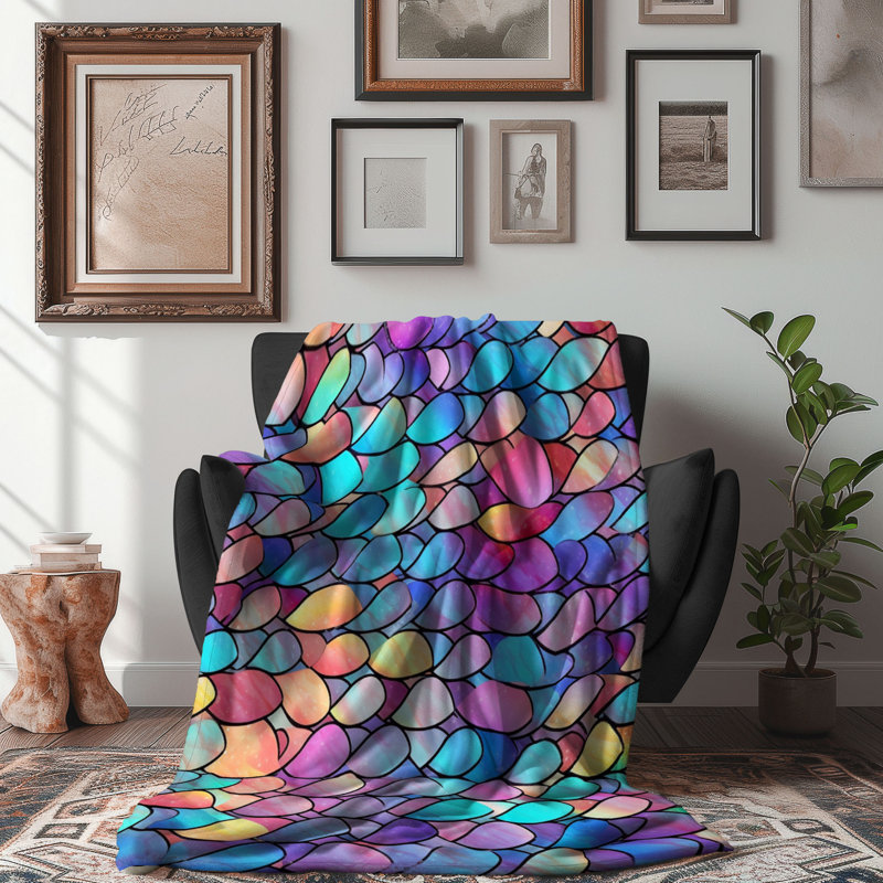 Écailles de poisson arc-en-ciel - couverture Sherpa de qualité supérieure 1 pièce, Lit simple
