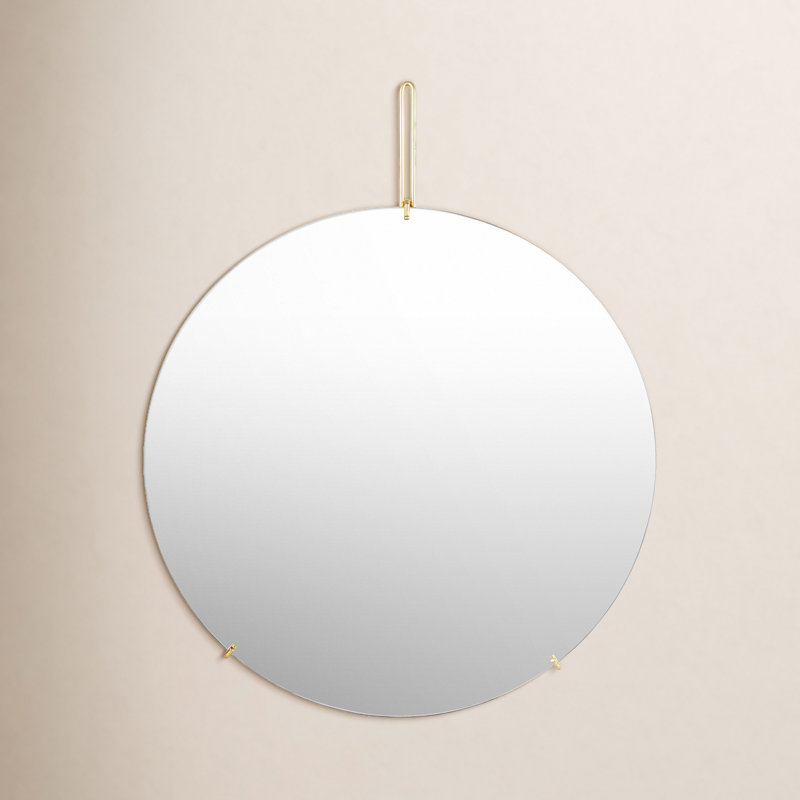 Galactic Stainless Steel Round Wall Mirror, 31" x 23.5"