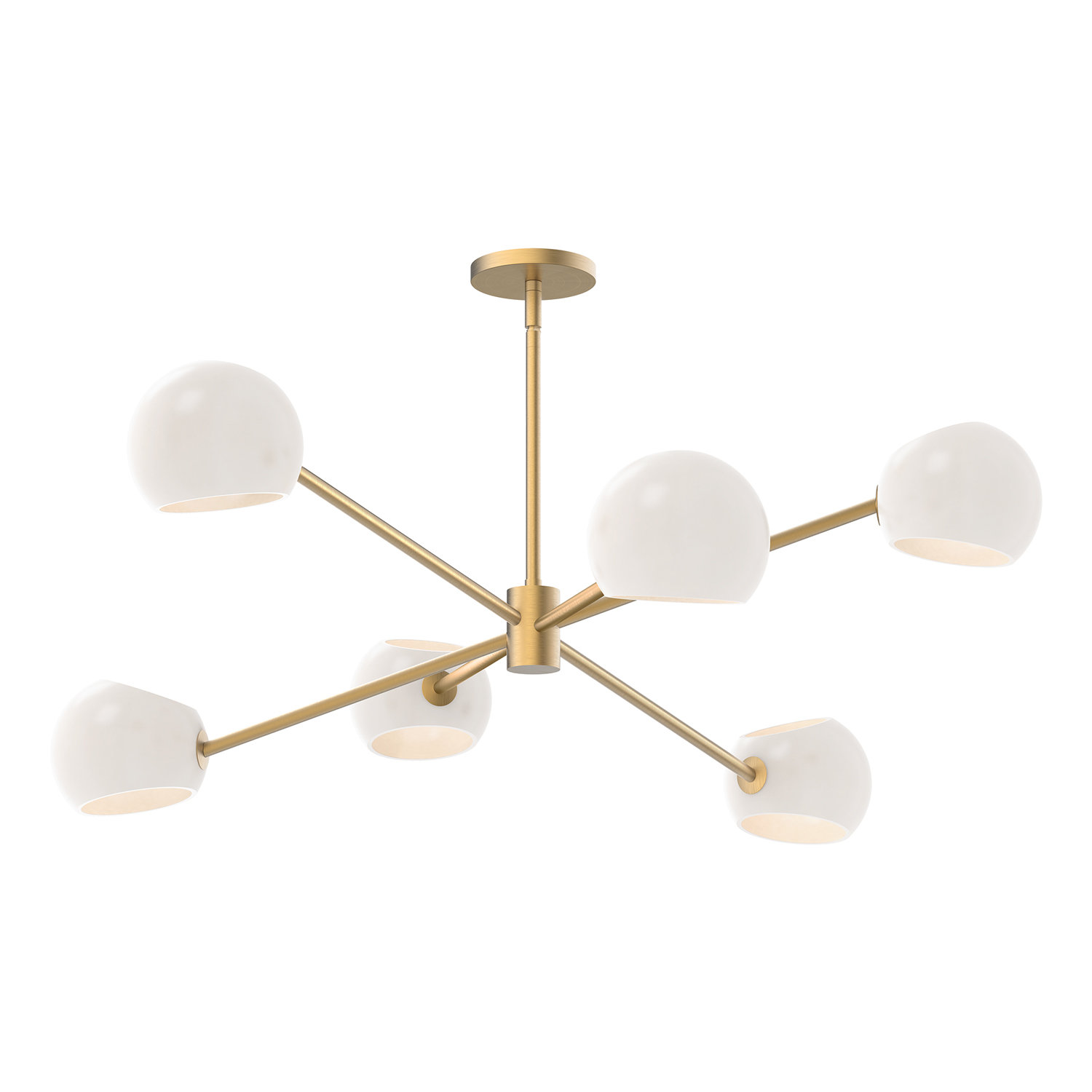 Willow 6 - Light Metal Sputnik Chandelier, Opal Matte, Brushed Gold