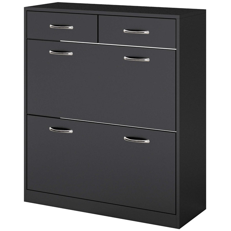 12 Pair Flip Down Shoe Storage, Black