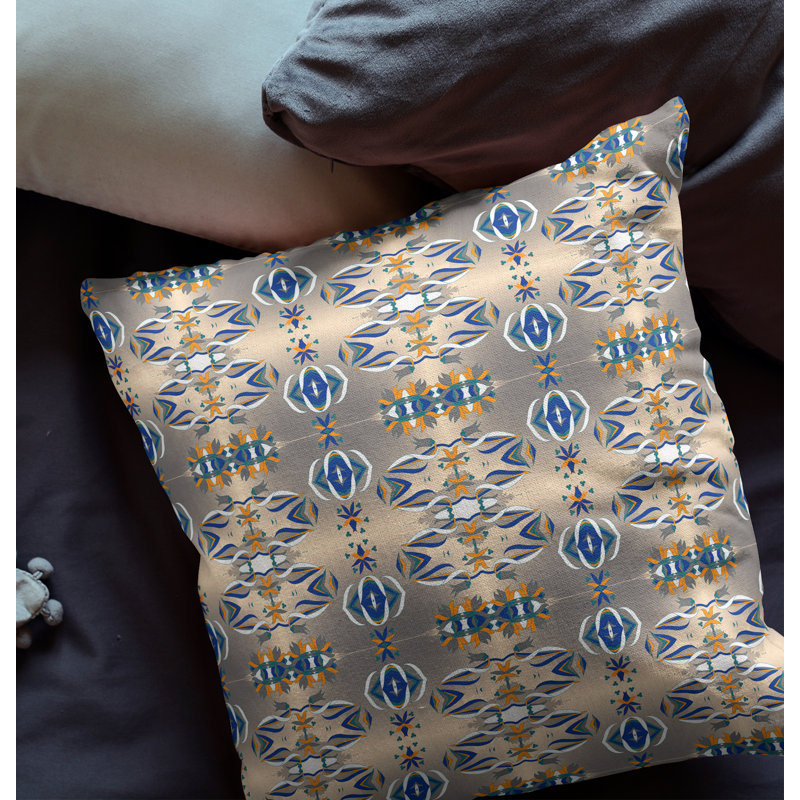  Housse de coussin carré et insert, H 20 po x l 20 po, Fermeture éclair, Bleu beige