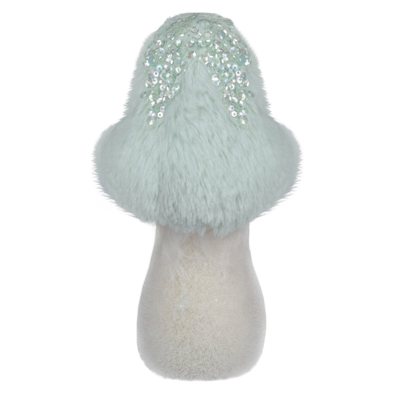Champignon de Noël vert clair de 7,5 pouces avec paillettes