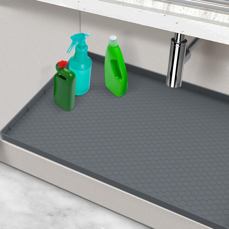 Waterproof Under Sink Mat, Silicone Under Sink Mats For Kitchen, Under Kitchen Sink Mats And Protector Mat, Gray