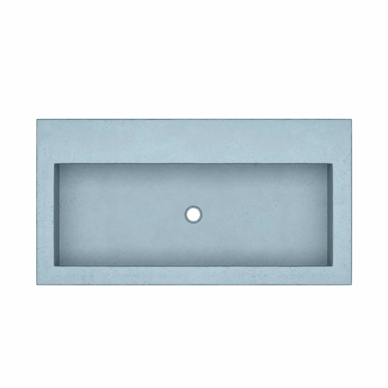Trough Handmade Rectangular Drop-In Bathroom Sink, Ocean, No Faucet Hole