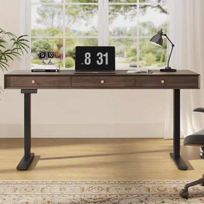 Electric Standing Desk With 3 Drawers, Height Adjustable Computer Desk