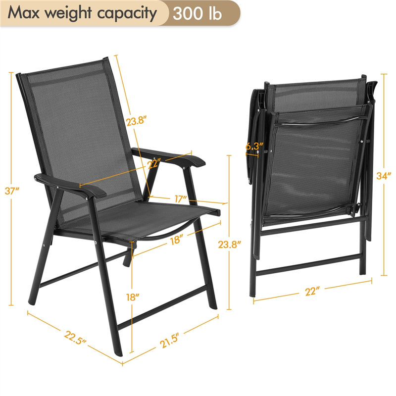 Fauteuil de patio pliant Jordin, Noir