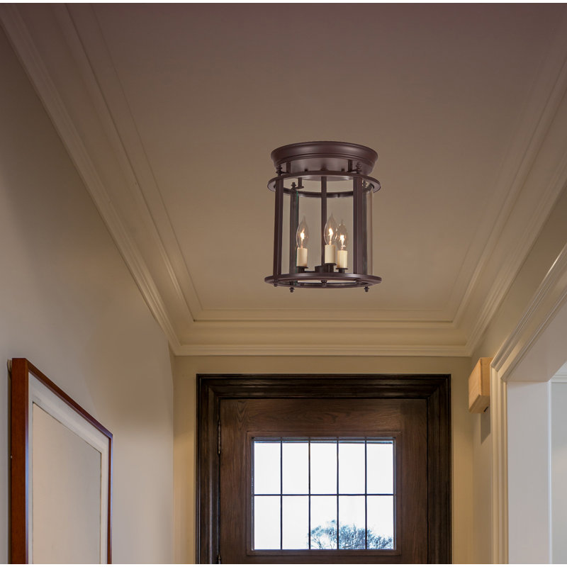 Anjali Glass Flush Mount, Polished Nickel, 8" H x 9.5" W